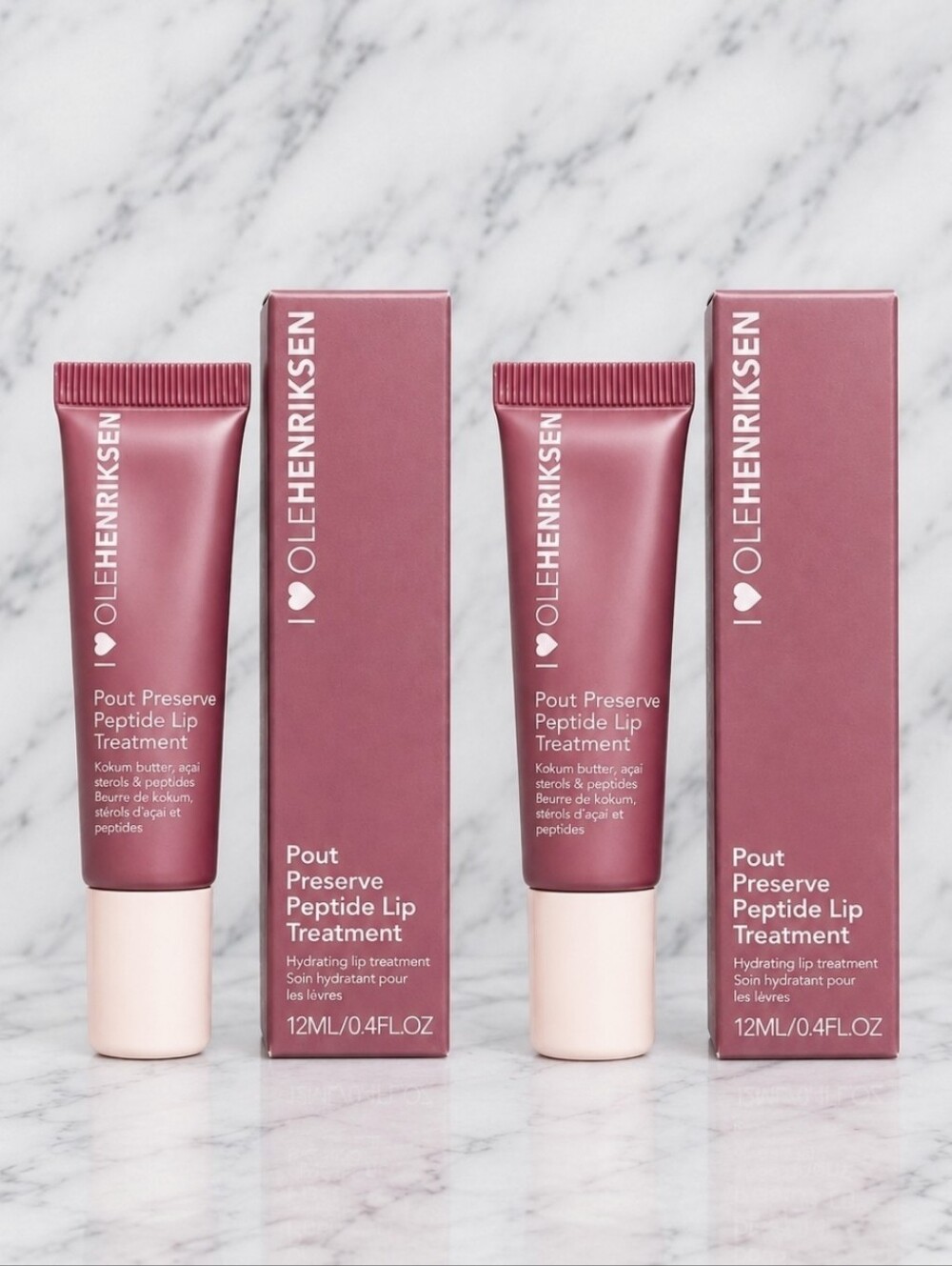 2 x Ole Henriksen COCOA CREME Pout Preserve Peptide Lip Treatment .4oz ea NIB's!